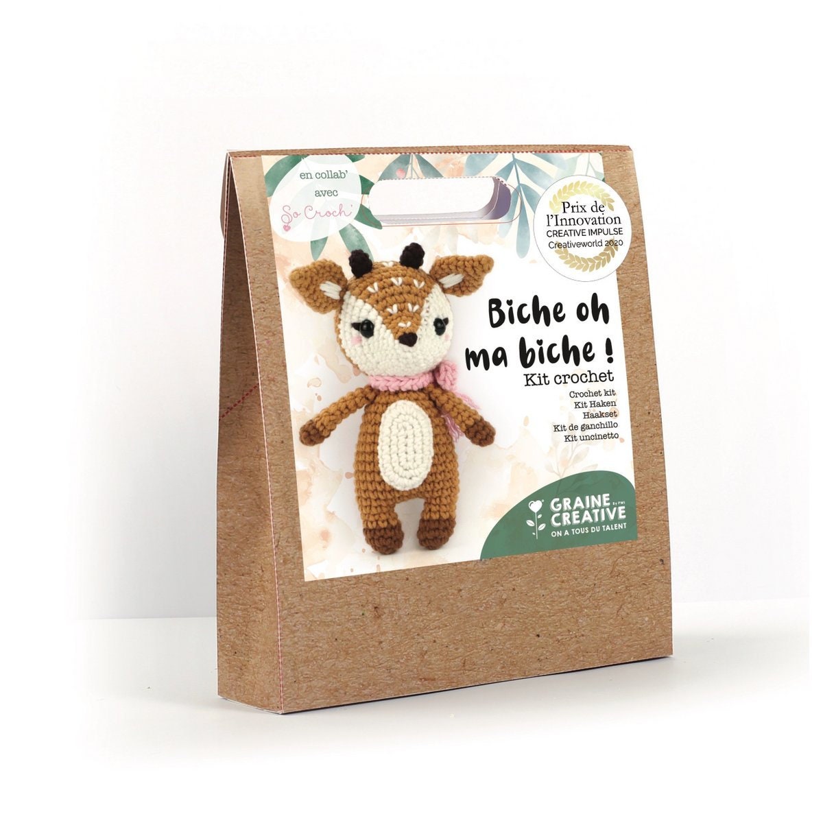 Beginner Crochet Deer | Graine Creative | Easy First Crochet Starter Kit |  Crochet Plushie Kit | Amigurumi Kit | DIY Craft Kit Gift