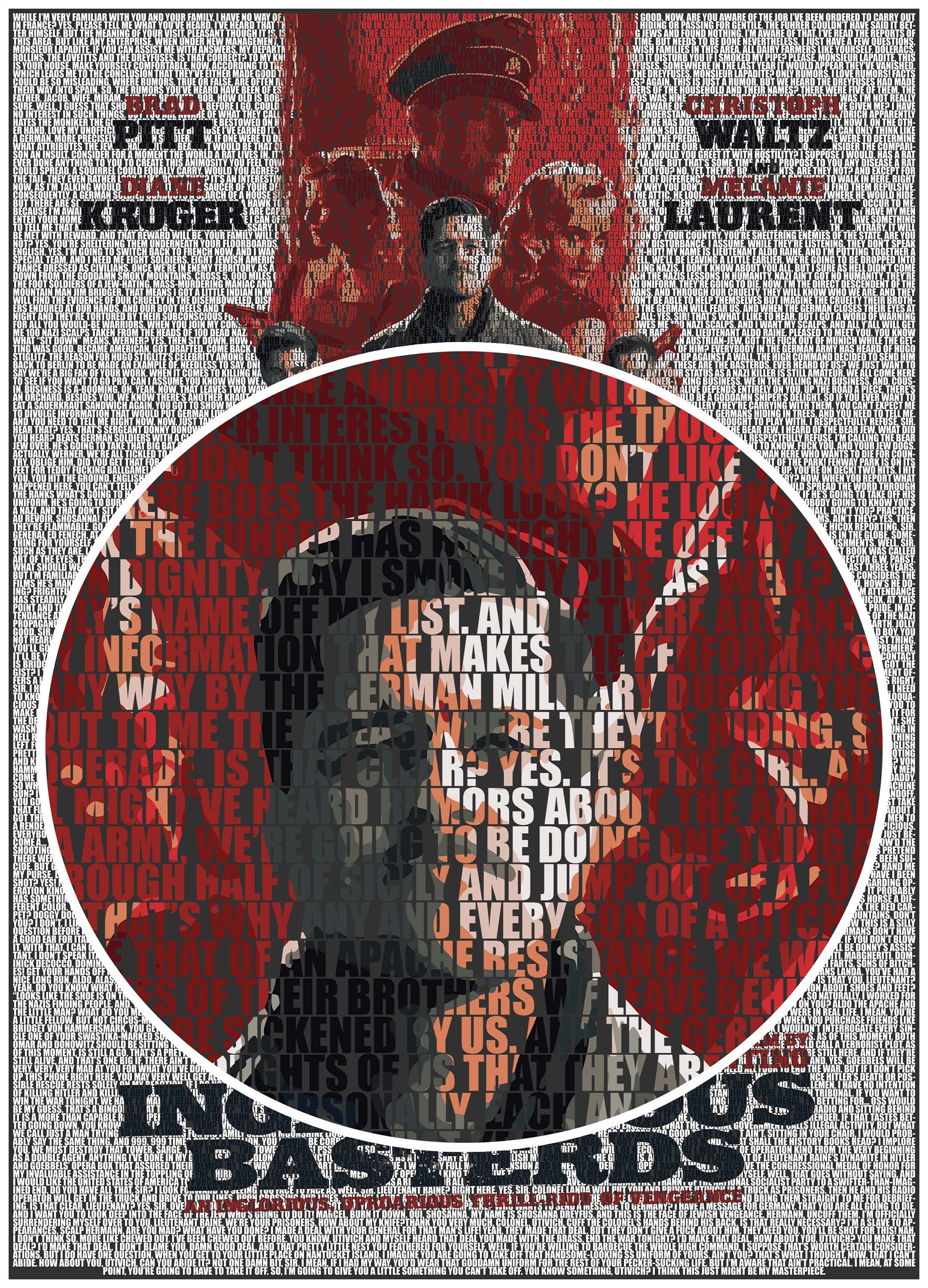 Text Portrait of Inglourious Basterds with full script of the Etsy
