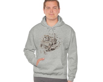 Unisex Hooded Sweatshirt boat and ducks custom art hoodie