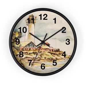 Reloj de pared con faro, decoración costera para el hogar