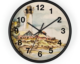 Lighthouse Wall Clock, Coastal Home Decor