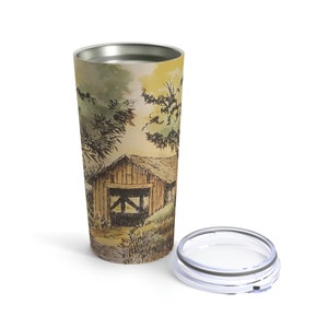wooden bridge Tumbler 20oz gift for traveler drink cup stainless steel