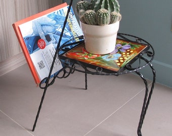 Side table magazine holder, plant holder, La Roue VALLAURIS