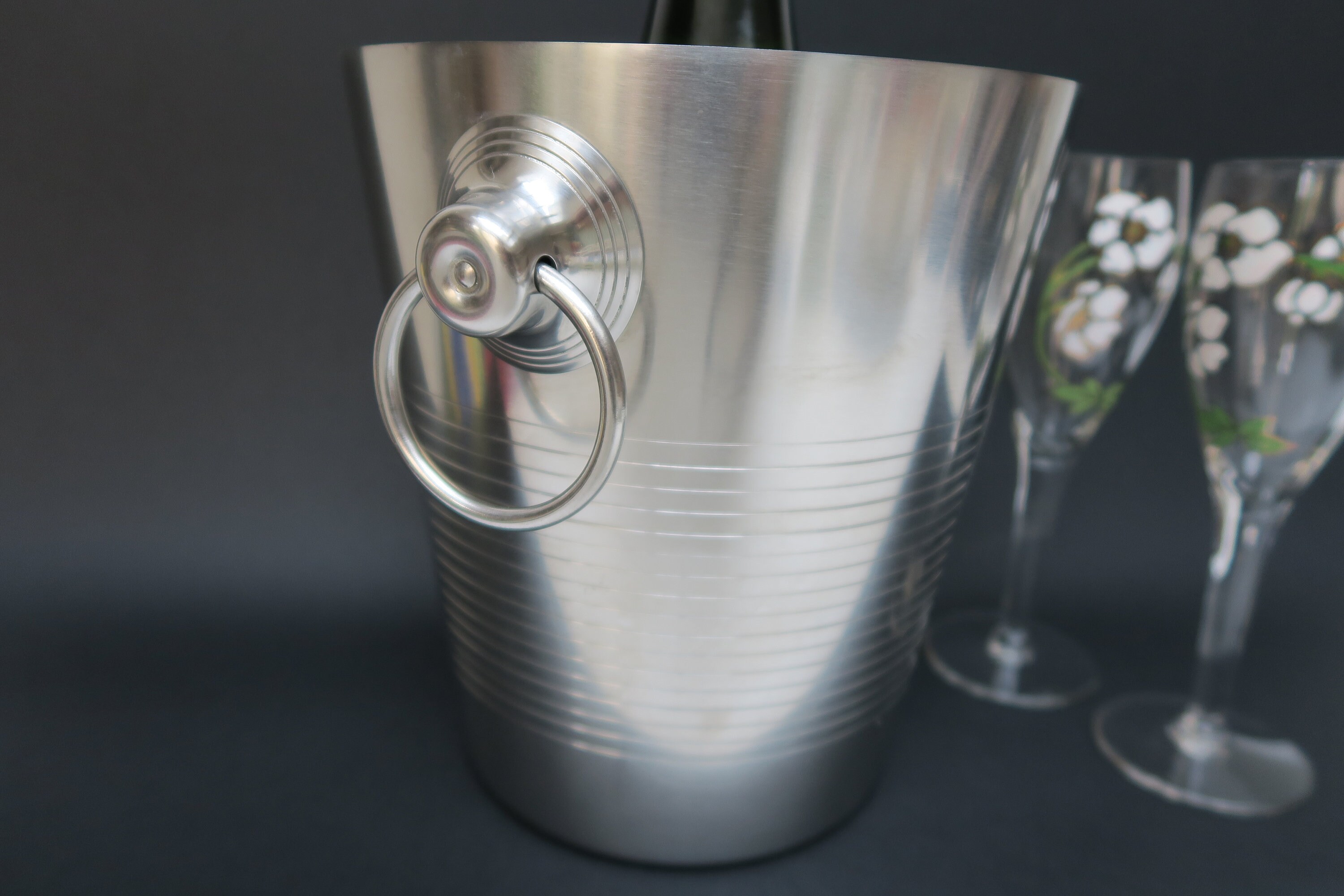 Seau à champagne vintage en métal argenté, seau à vin