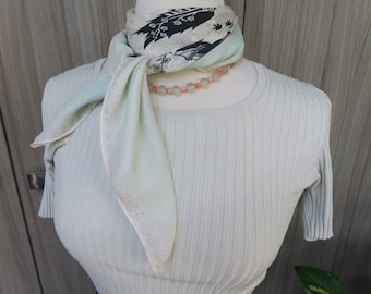 Foulard en soie vintage motifs persan vert mint