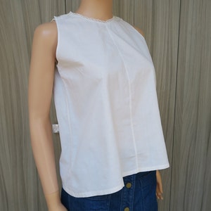 Old shirt, handmade white cotton camisole, size S