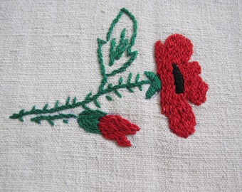 Large old placemat with poppies