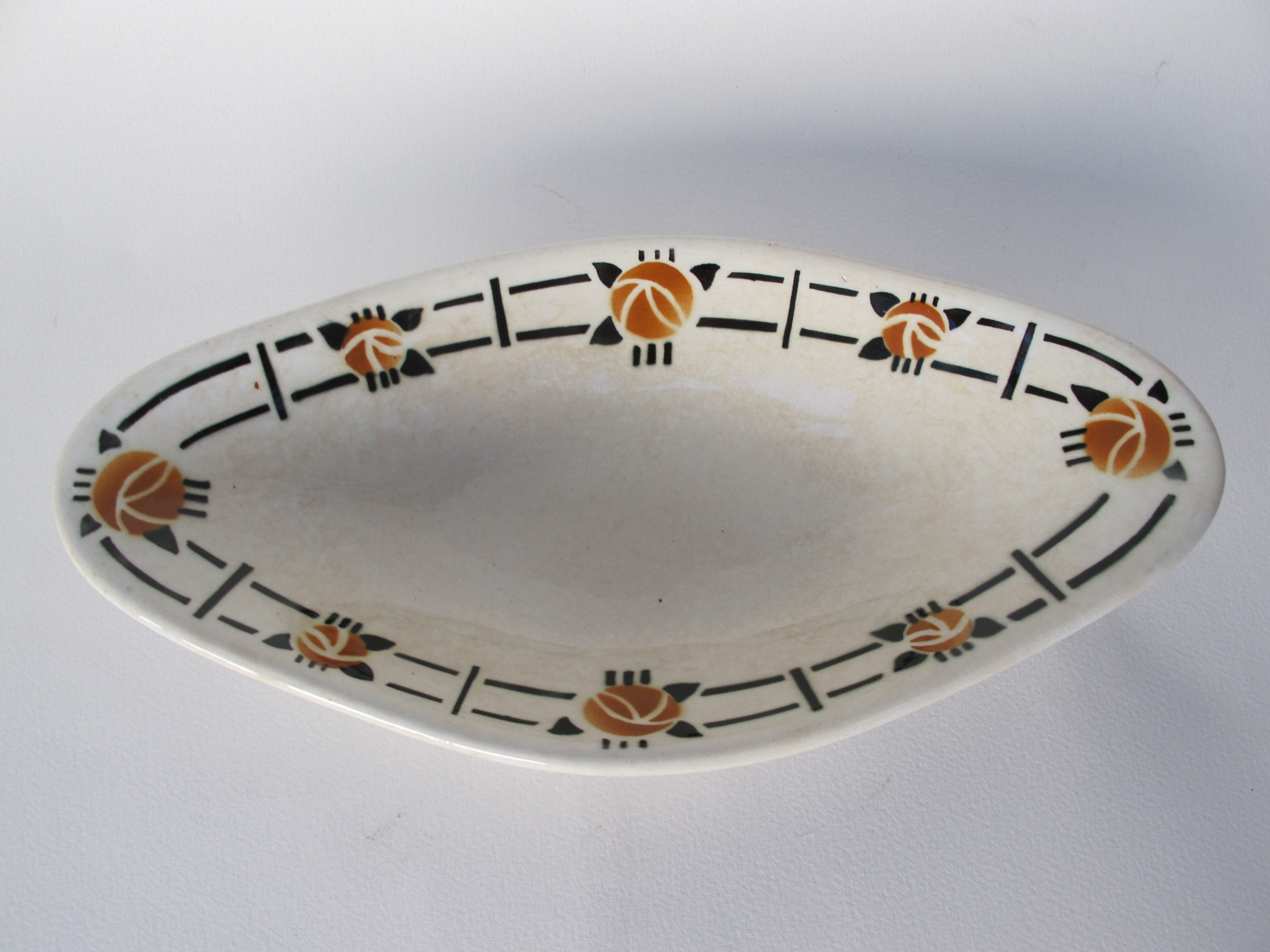 Ravier Coupelle St Amand Art Déco à Motif de Roses, Made in France