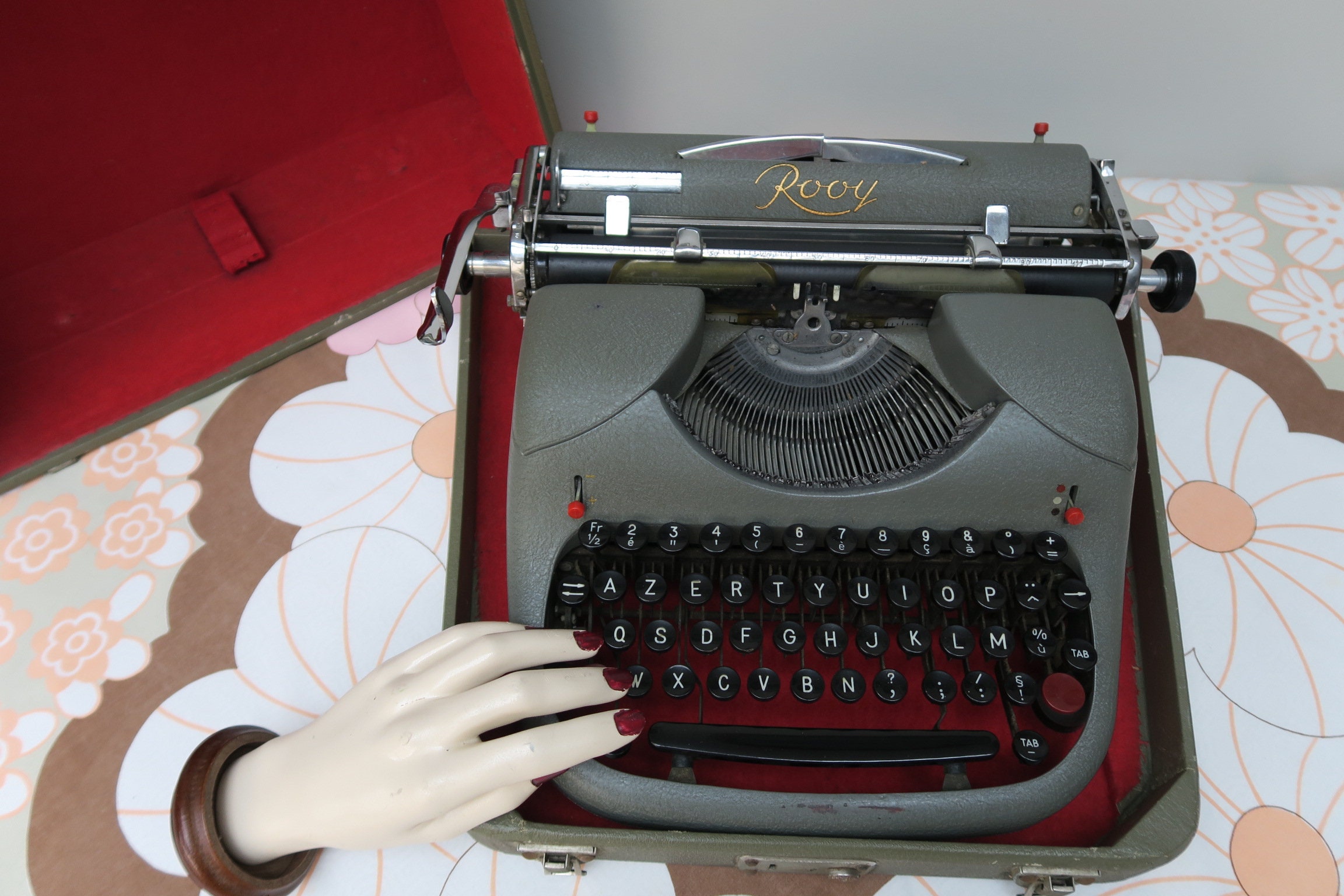 Machine à Écrire Mj Rooy Vintage avec Valise Pour Décoration, Non Fonctionnelle