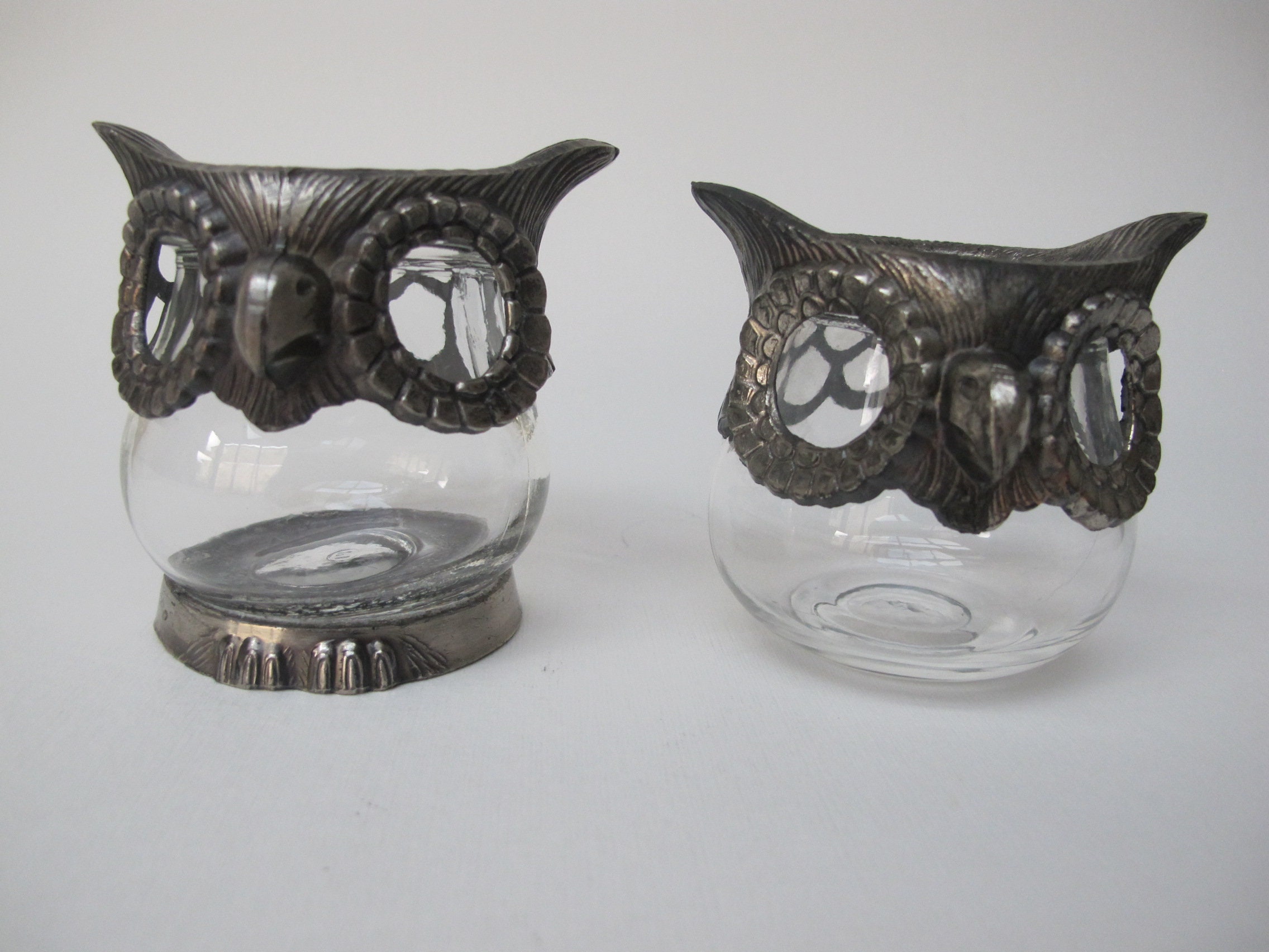 Paire de Bougeoirs Photophores Chouettes Hiboux