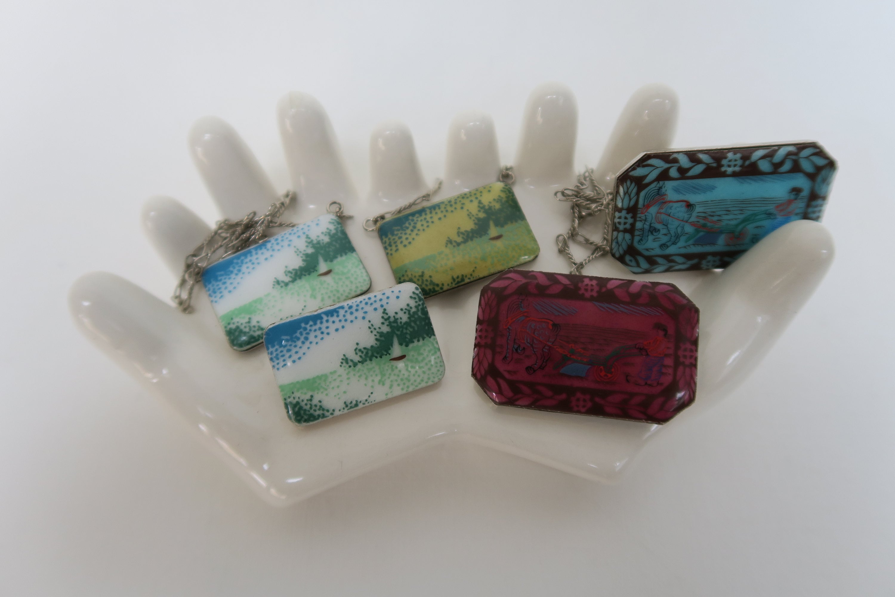 Lot De 3 Bracelets émaillés Vintage MICHEL LEBRUN - Bleu Et Or Sur Cuivre - Occasion