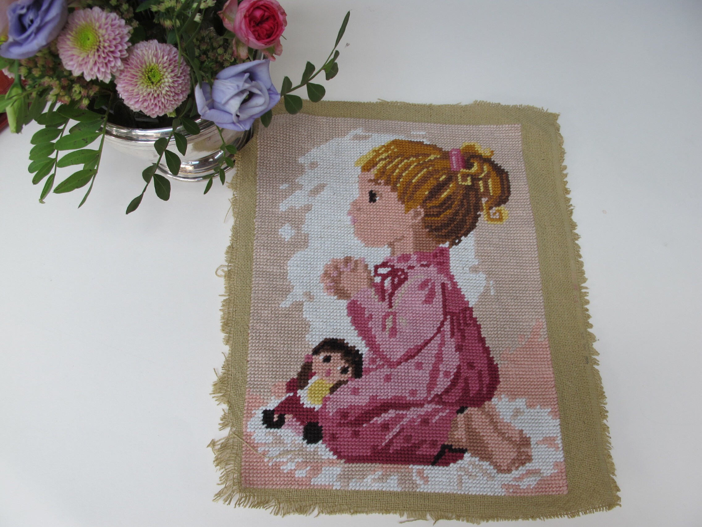 Canevas Tapisserie La Prière, Fait Main en France