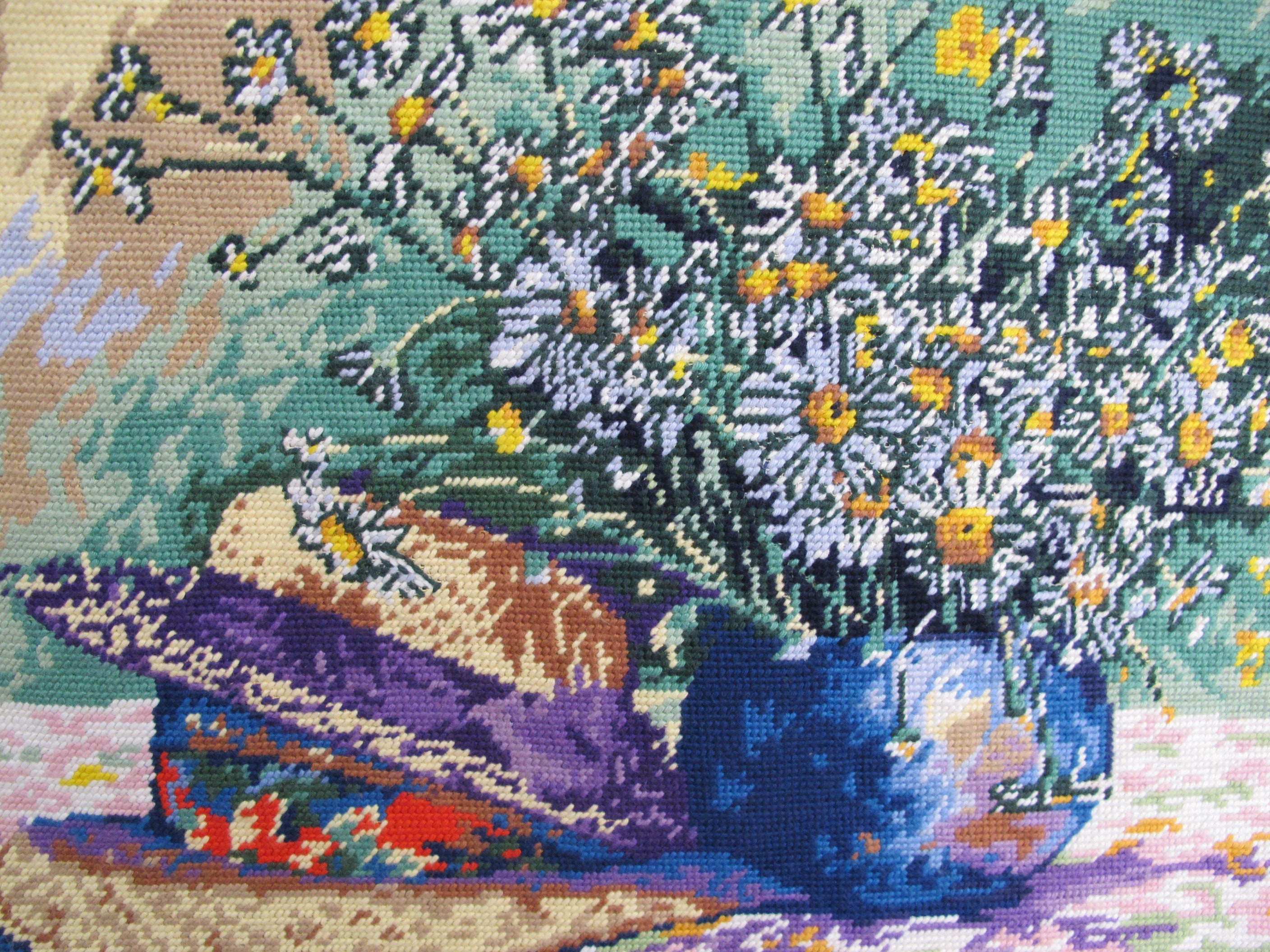 Canevas Tapisserie Les Marguerites d'après Graniou, Fait Main en France