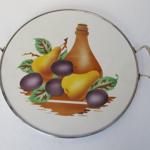 Vintage GERMANY serving tray in porcelain and metal