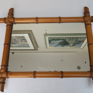 Antique bamboo-look wooden mirror image 7