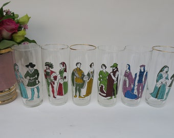 Set of 7 orangeade glasses couple of the Kings of France