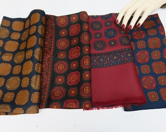 Wool and silk scarf for men, large patterns, sold INDIVIDUALLY