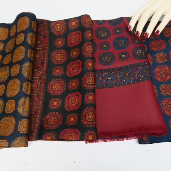 Wool and silk scarf for men, large patterns, sold INDIVIDUALLY