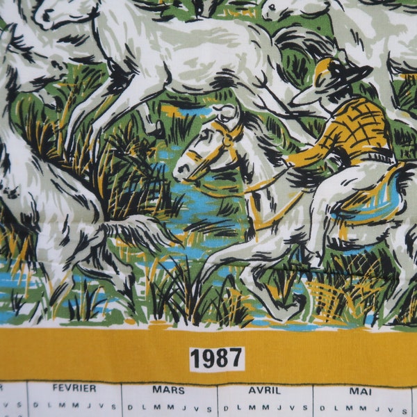 1987 Tea towel advertising calendar wild horses