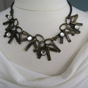 Brutalist metal and glass necklace LOOLA