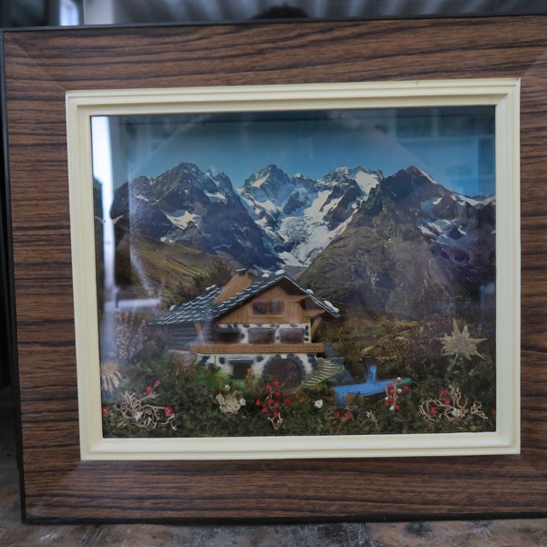 Cadres vitrines paysage de montagne, vendues à l'unitié, diorama