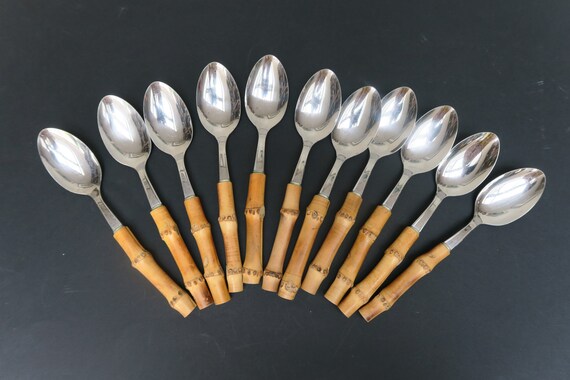 Set aus 11 Lffeln mit Griffen aus Bambus und Edelstahl, hergestellt in  Frankreich - Etsy.de