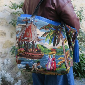 Recycled canvas bag, tropical pattern image 7