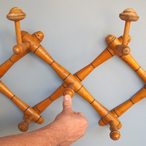 Vintage bistro style wooden coat rack with bamboo look
