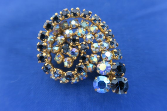 Broche en strass bleue, spirale de strass - image 1