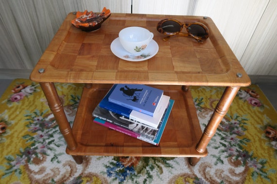 Vintage Pressed Wood Side Table Etsy UK
