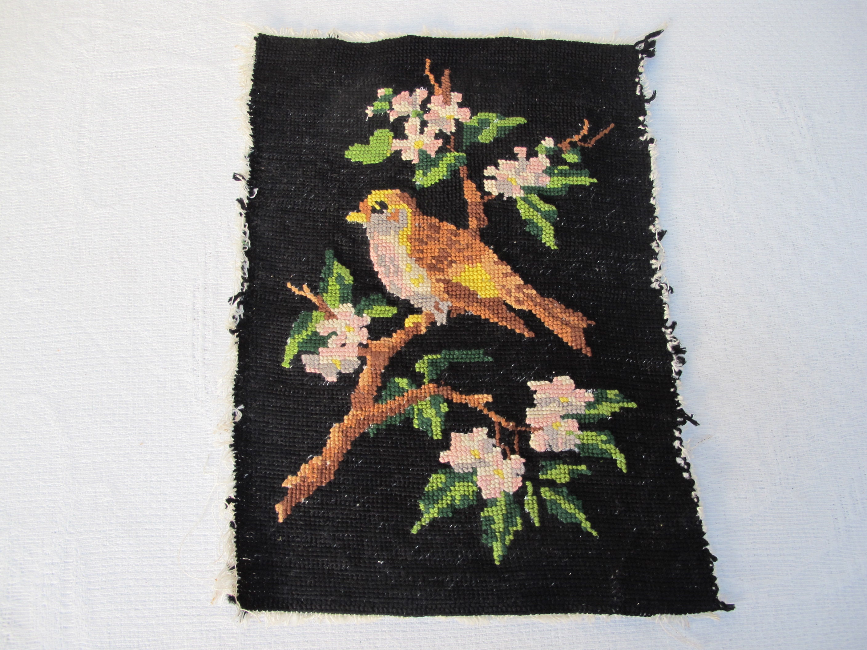 Canevas Tapisserie Oiseau sur Fond Noir