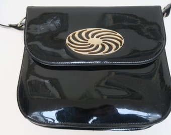 Bolso vintage de charol negro