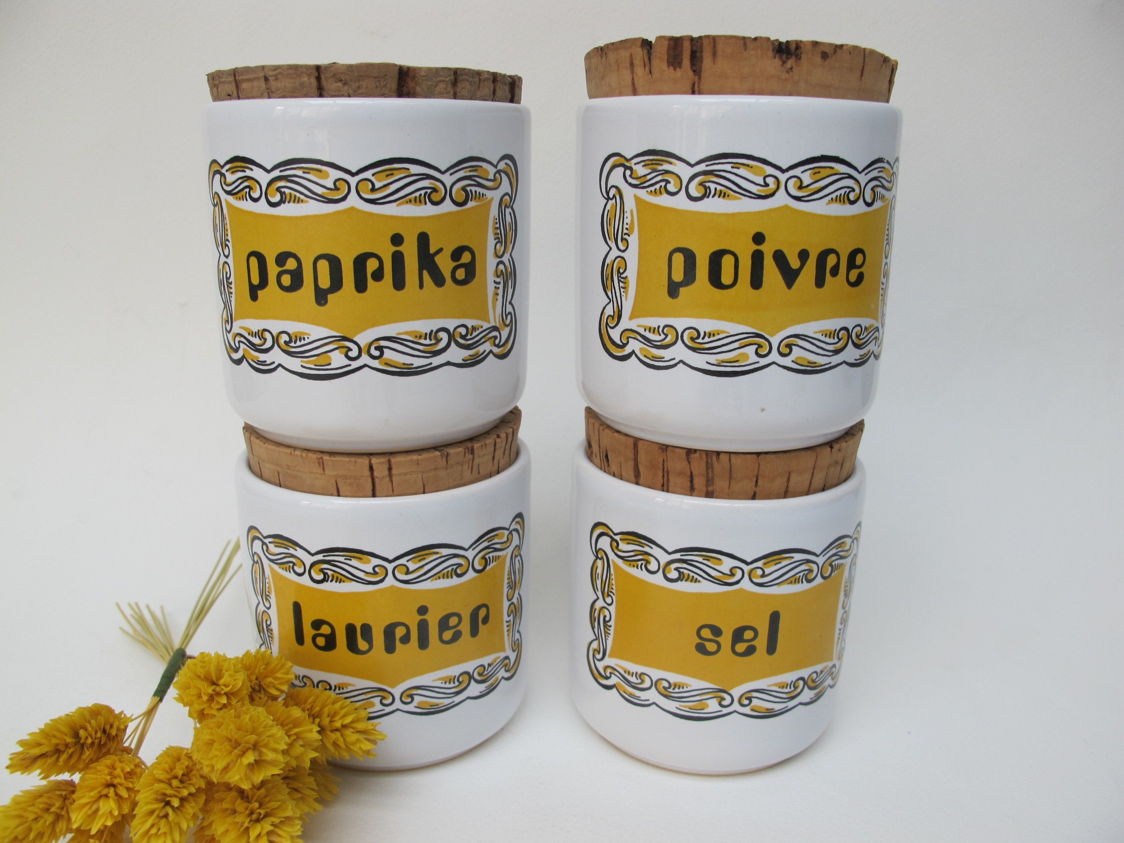 Série de 4 Pots à Épices, Style Scandinave