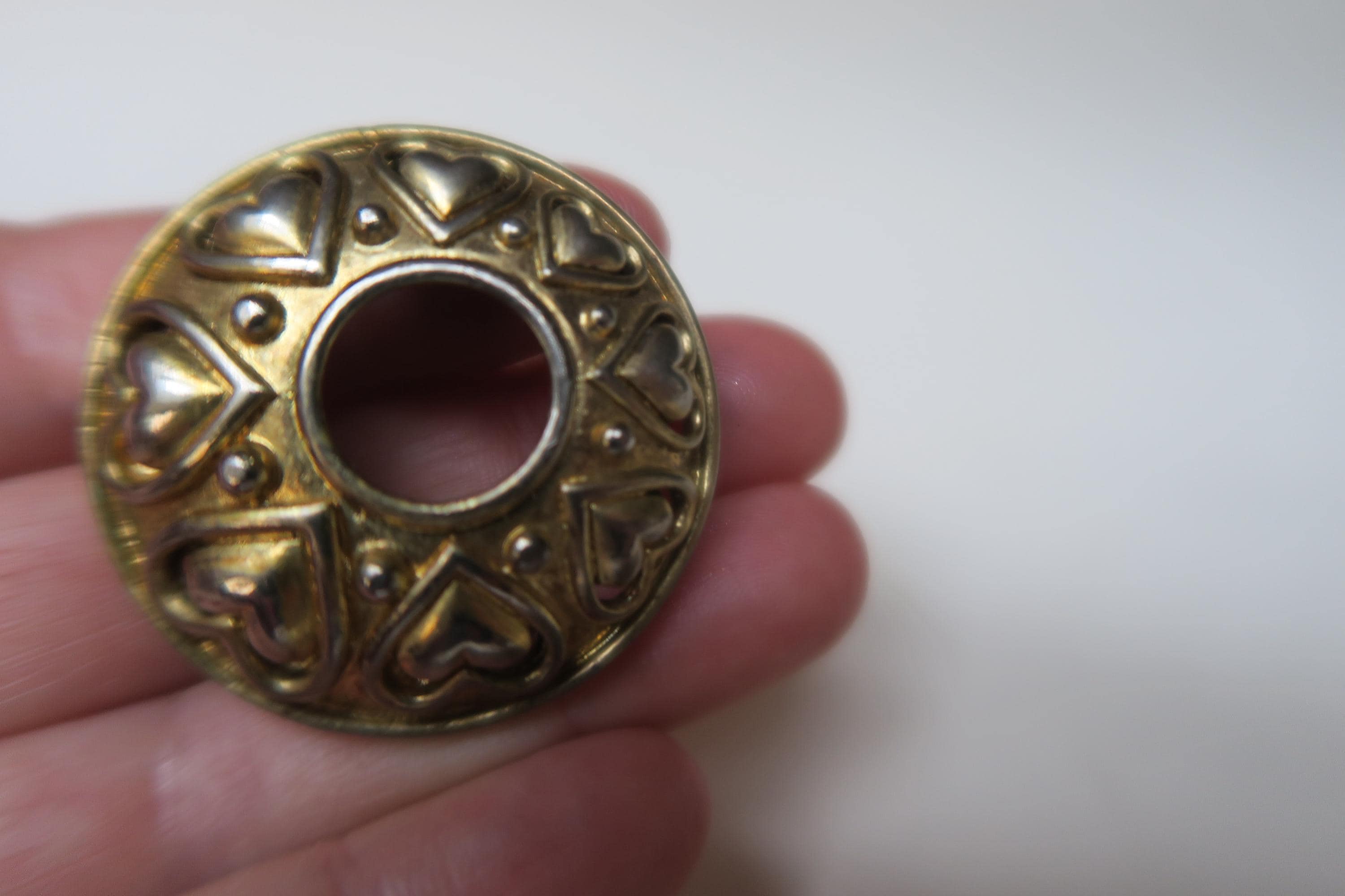 Broche Pince à Foulard Ancienne Orientale En Cuivre Argenté Vintage XIXe-XXe Siècle