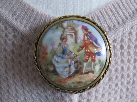 BELLE ASSIETTE ANCIENNE En Porcelaine De Limoges Scène Galante EUR 25