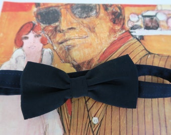 Navy blue bow tie and pocket square