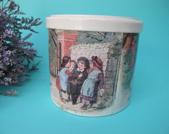 Charming metal box, candy box, drawings representing children