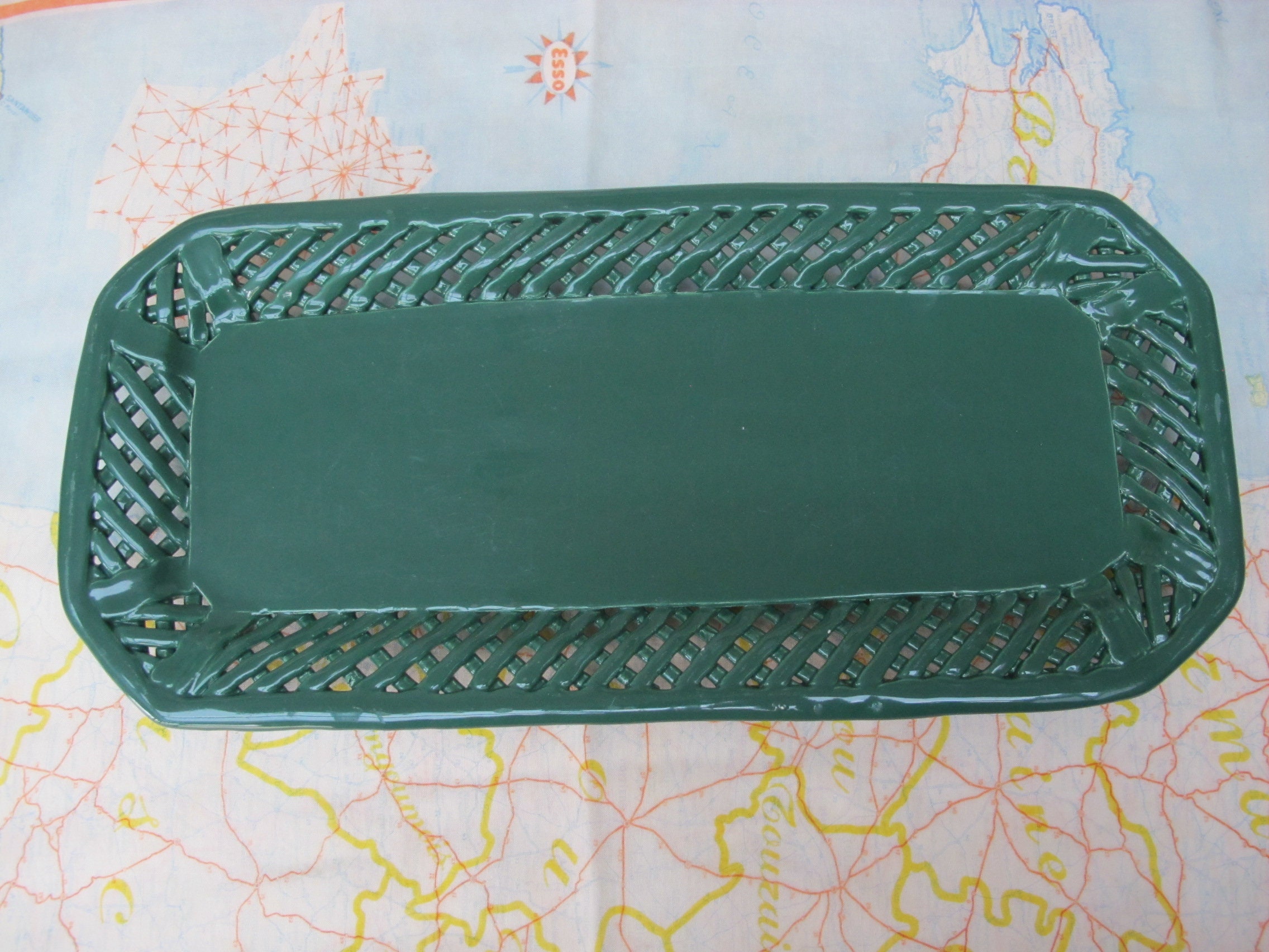 Plat à Cake Plateau France Massena, Fait La Main en France, Vert Profond