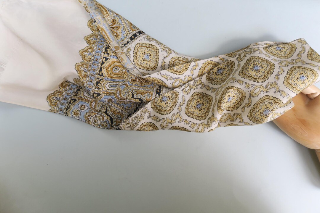 Beige Silk Scarf With Paisley Pattern - Etsy