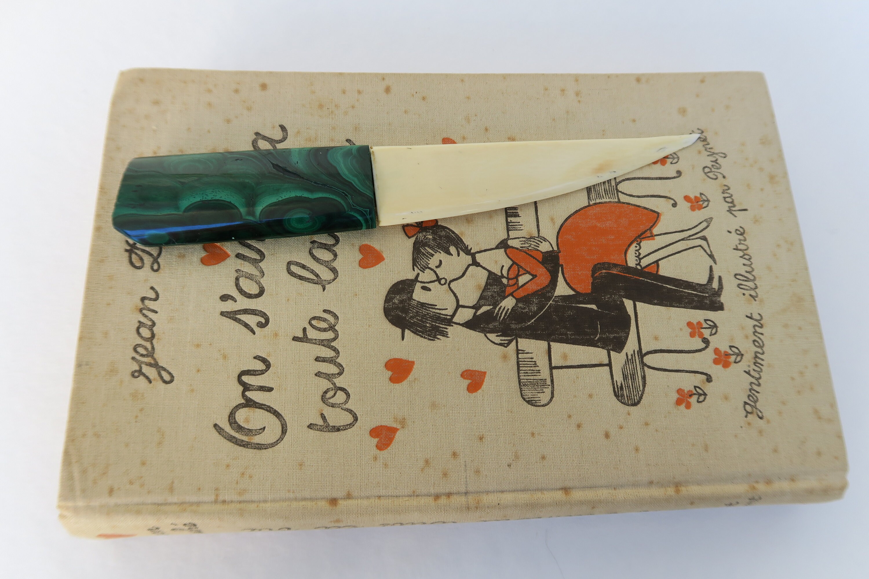 Coupe Papier Ancien avec Manche en Malachite