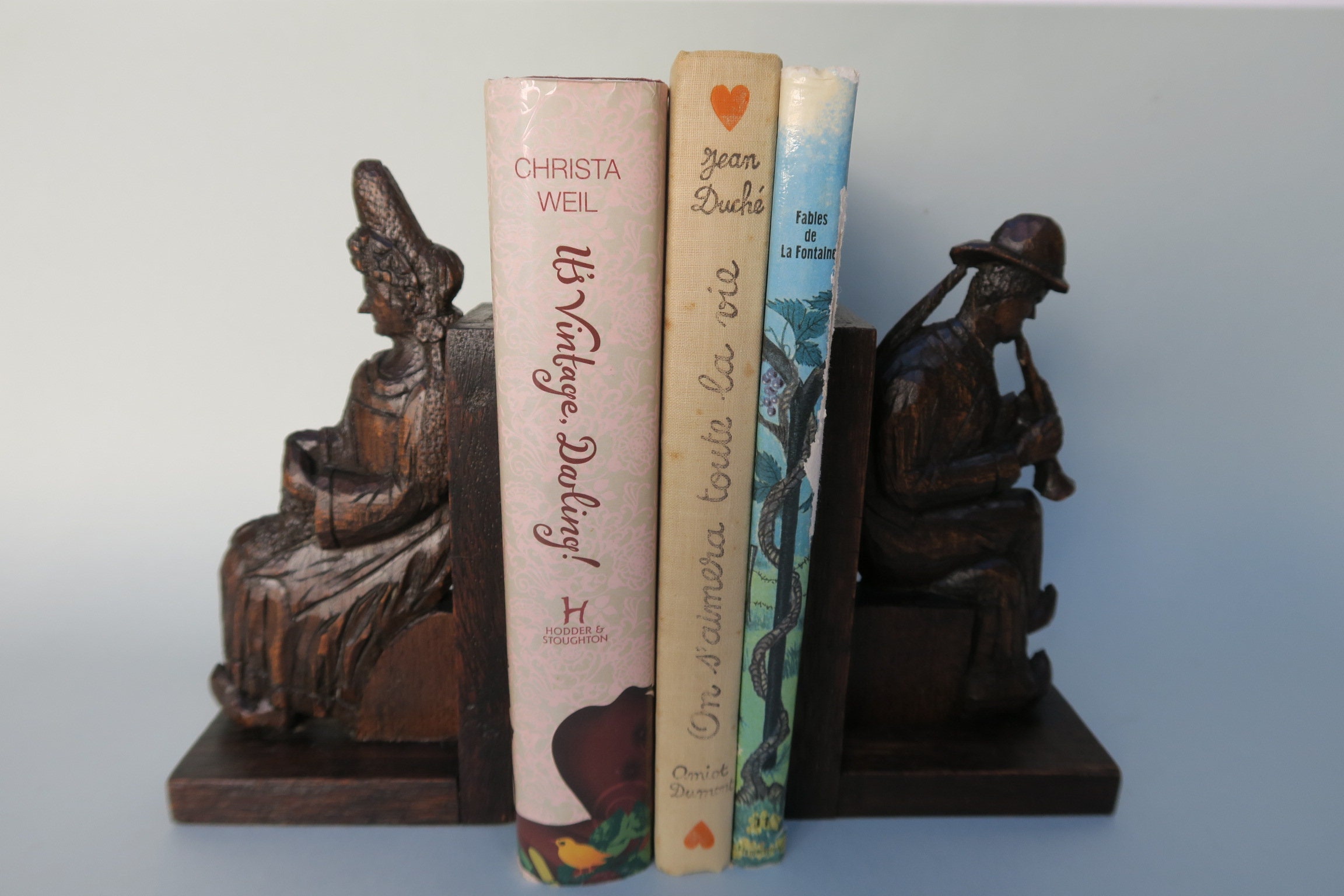 Lot De 2 Serre-livres Edelweiss Vintage - Oursons Multicolores En Plâtre, 14 Cm