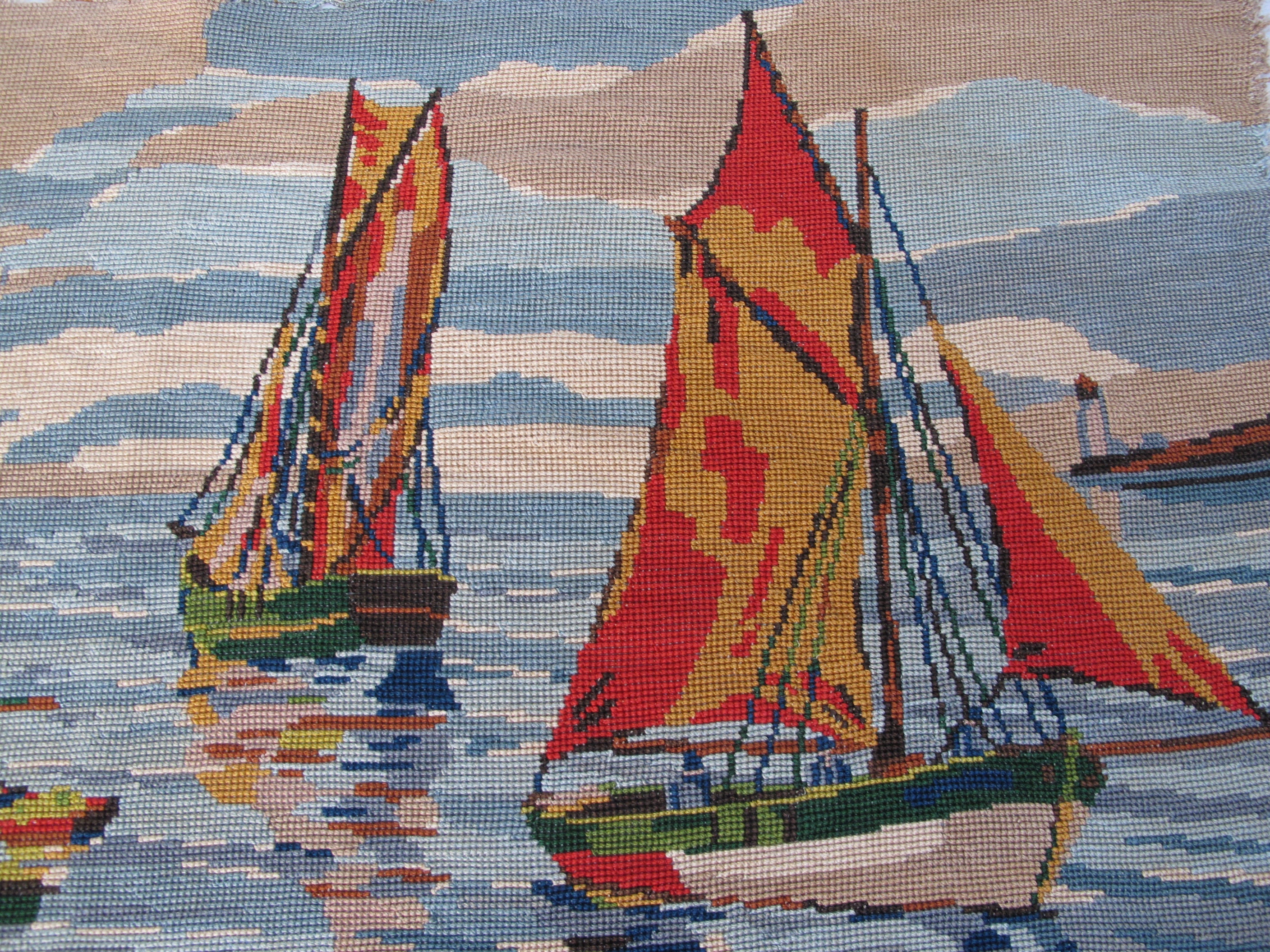 Grand Canevas Tapisserie Panoramique Voiliers en Mer