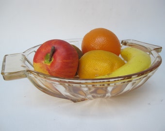 Fruit bowl salad bowl in iridescent glass with handles, art deco style