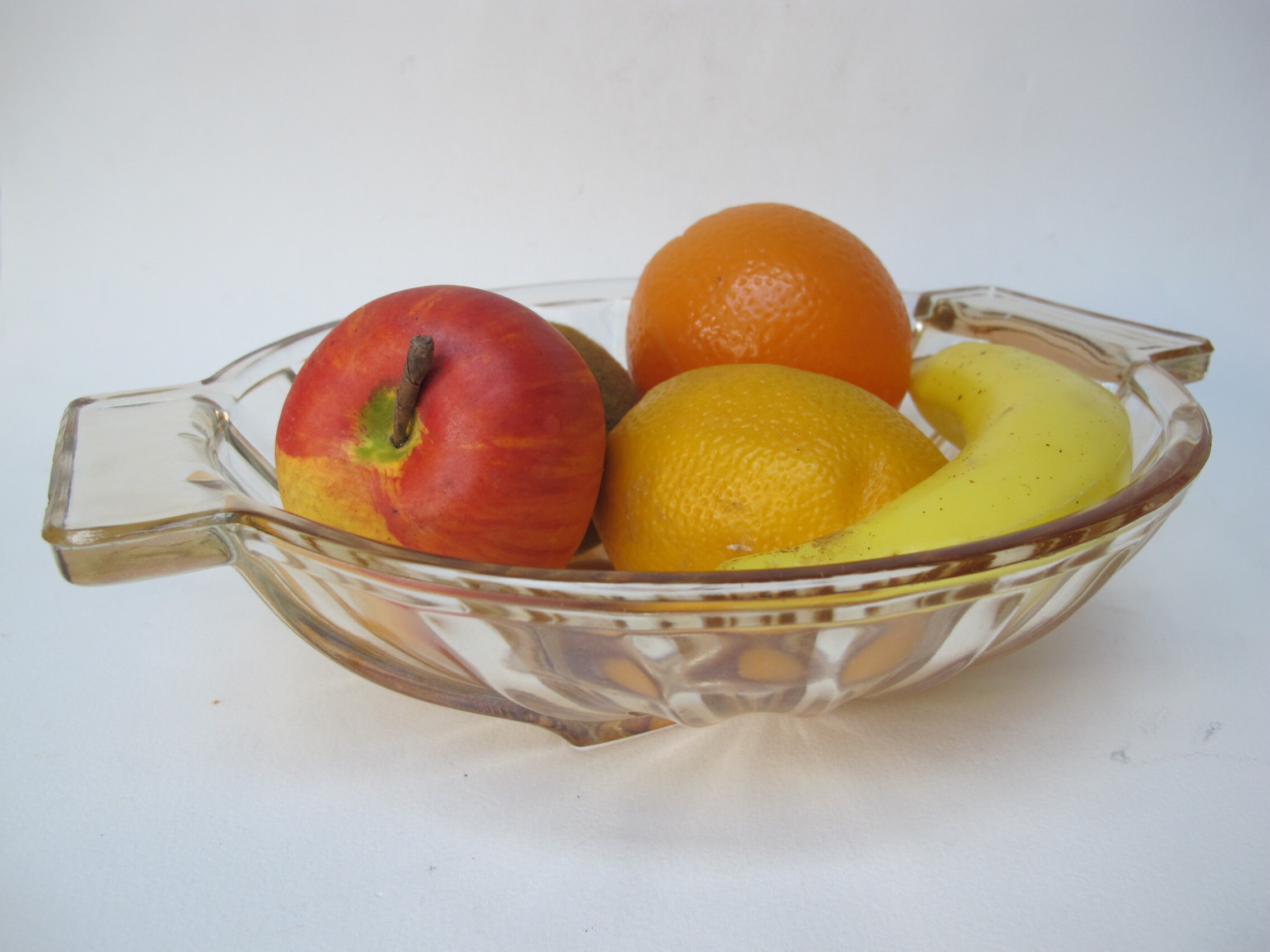 Plat Coupe à Fruits Saladier en Verre Irisé avec Poignées, Style Art Déco
