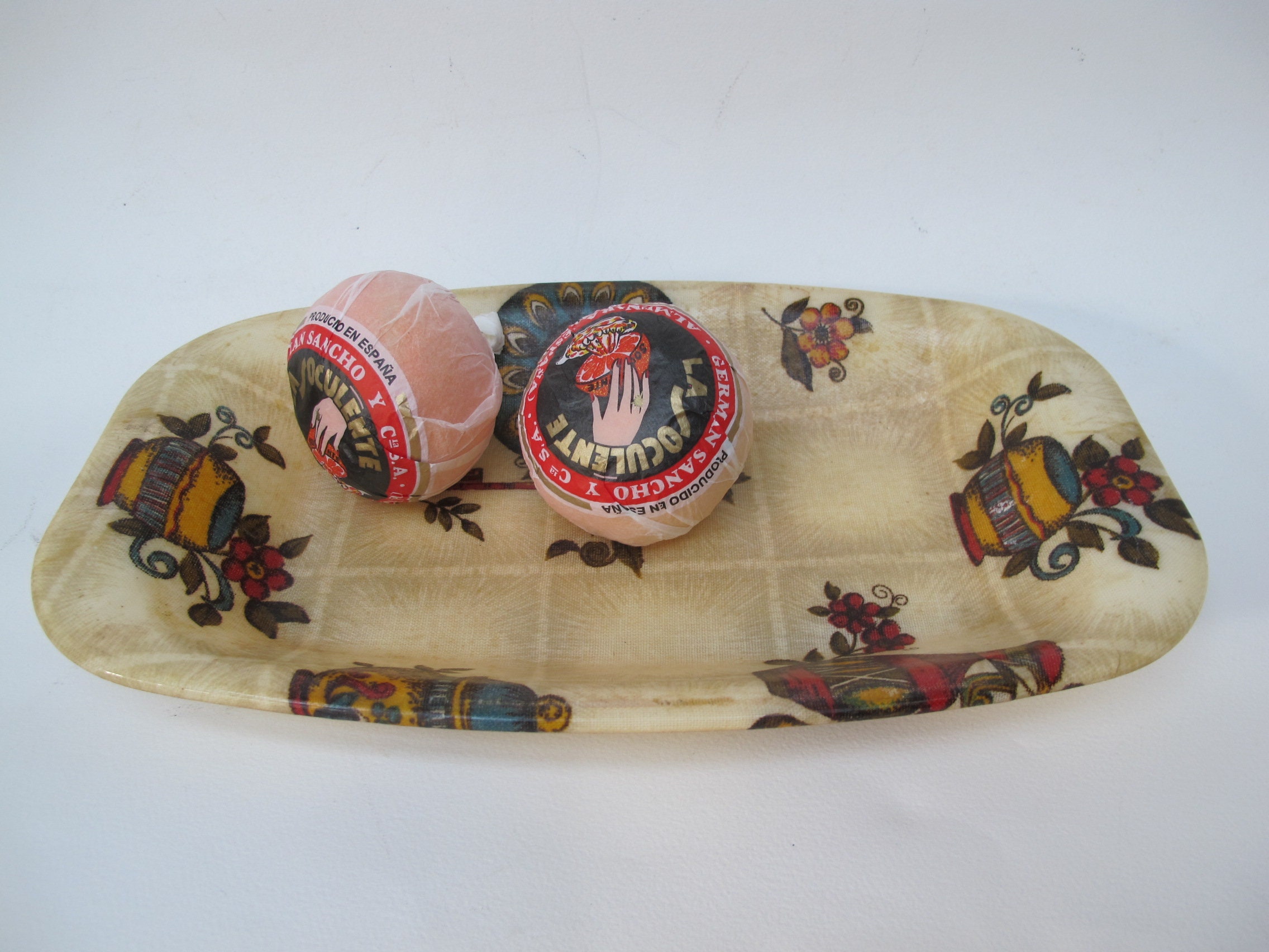 Ancien Plateau Panière Corbeille en Fibre.