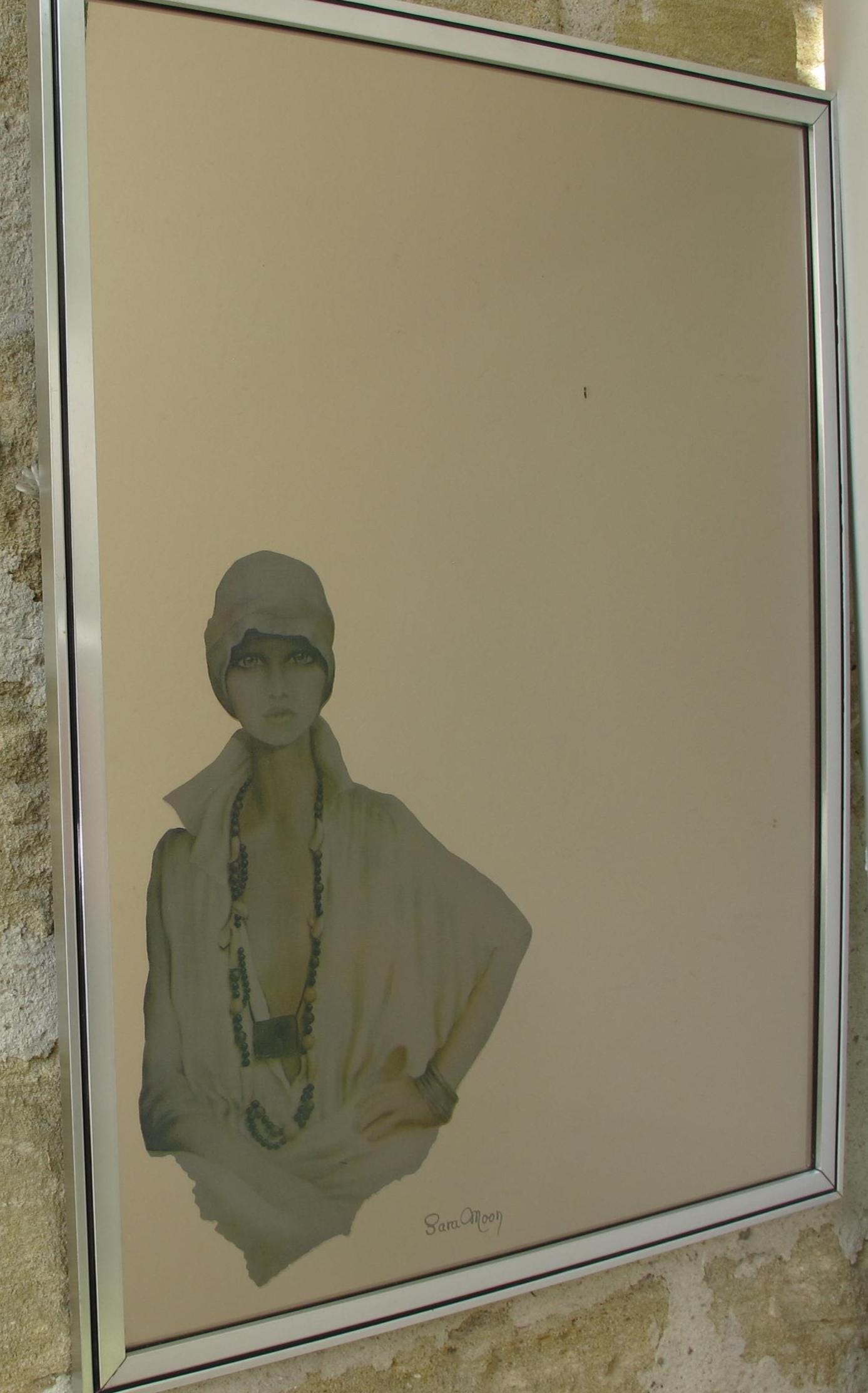 Sara Moon Vintage Screen Printed Mirror - Etsy Canada