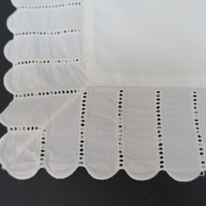 Set of two rectangular cushion covers with cut and openwork edges, without filling