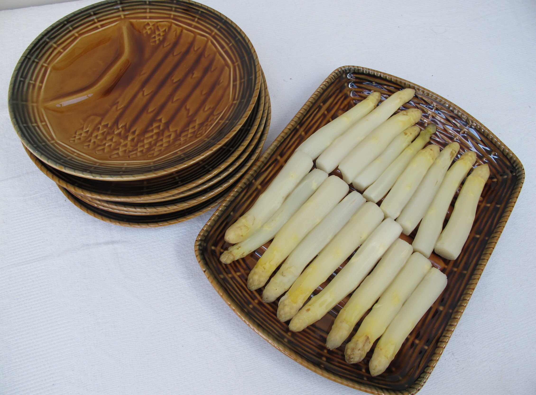 Service à Asperges, Assiettes et Plat, Sarreguemines, Made in France
