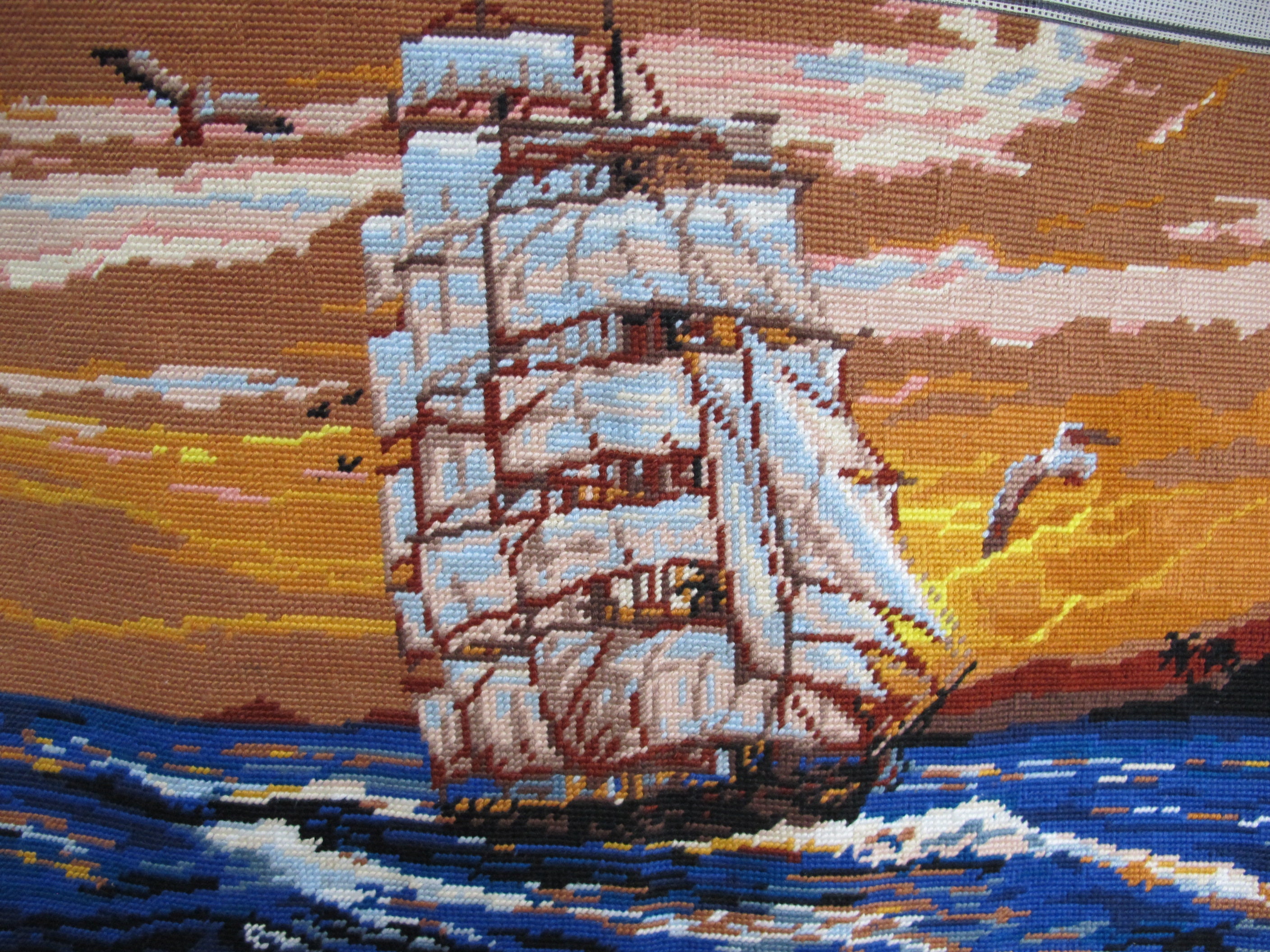 Canevas Tapisserie Le Clipper, Royal Paris, Fait Main en France