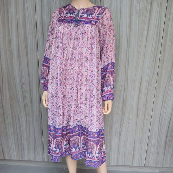 Robe indienne en coton vintage, 70s Indian Dress, taille S